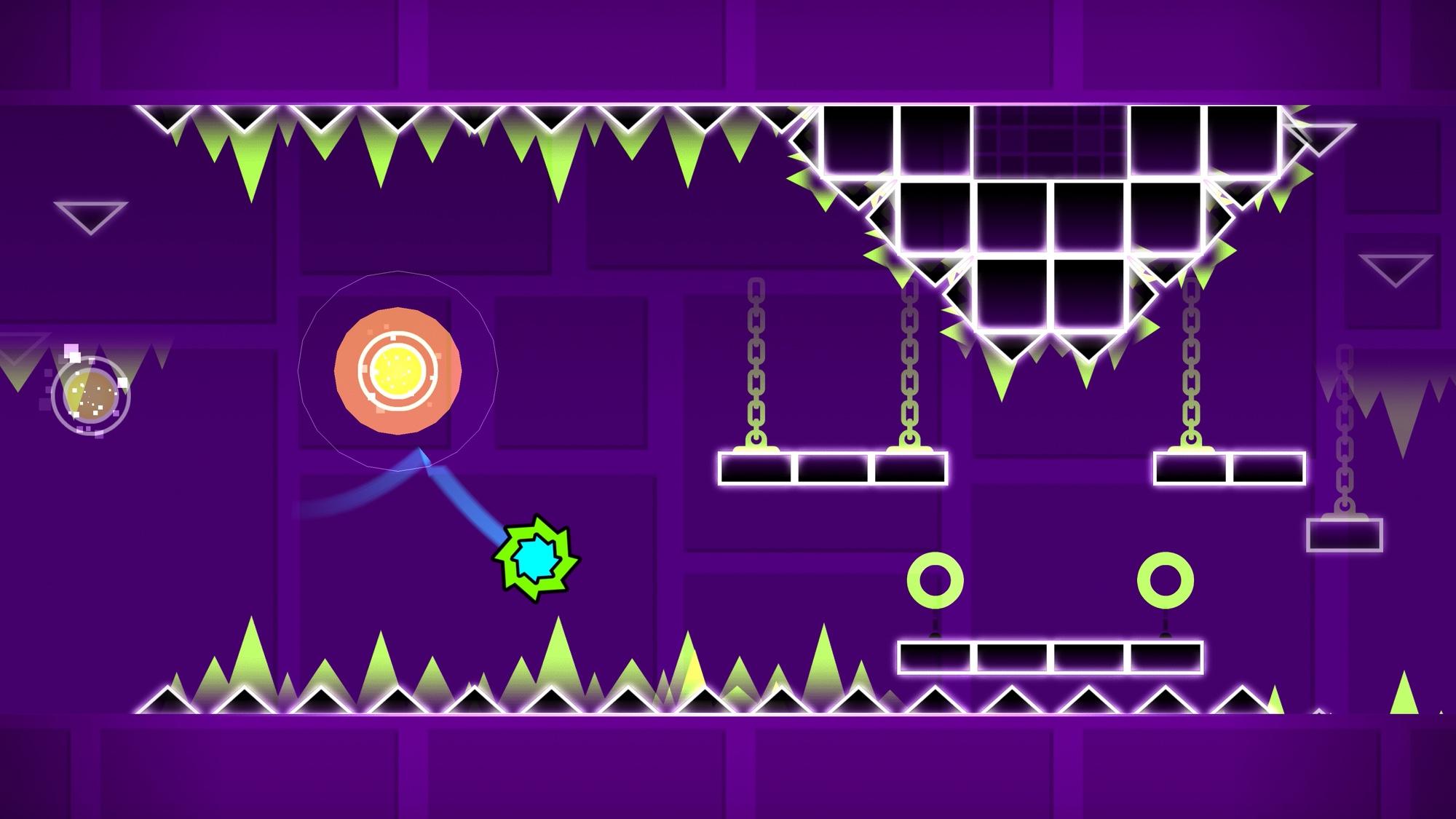 9th level of Geometry Dash, showing gravity ball mode (2013)